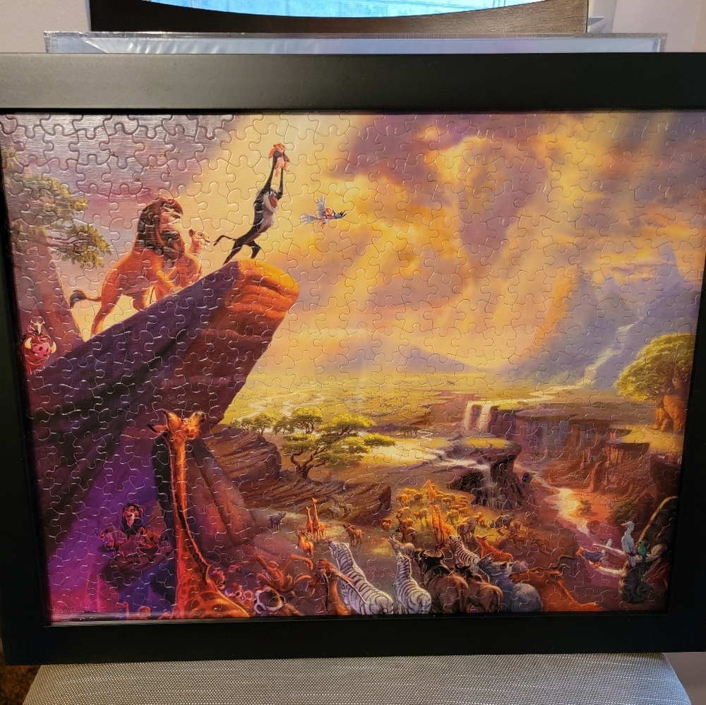 Colorful Lion King Puzzle in Black Frame